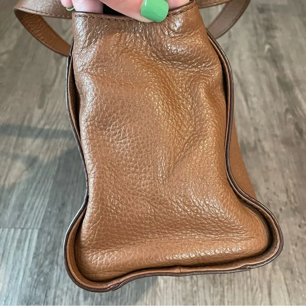 FOSSIL Tan Brown Leather Satchel Top Handle Bag
